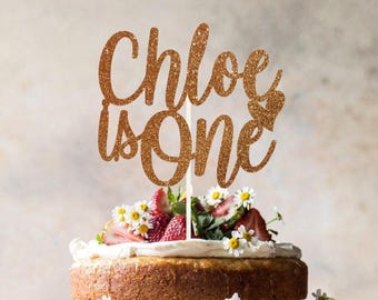Custom Name Glitter Cake Topper: First Birthday Celebration
