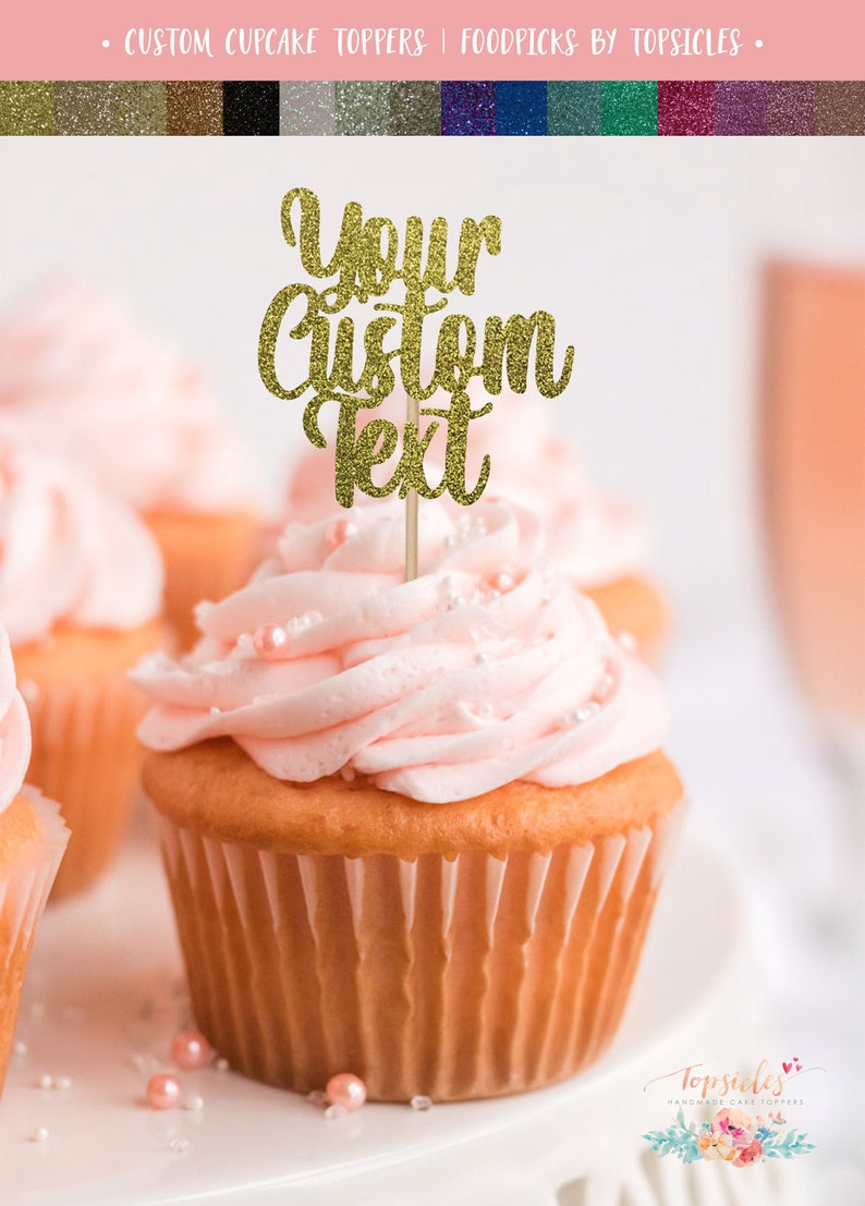 Custom Cupcake Toppers Personalised Name Food Picks Etsy