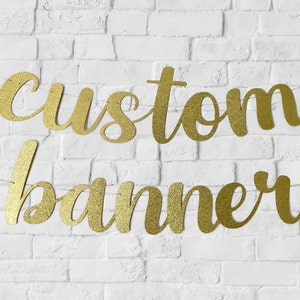 Custom Party Glitter Banner | 4.5" Script, Cursive Letters | Personalised banner | Paper Alphabet Garland | Wedding | Birthday | Baby shower