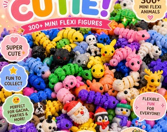 FREE SHIPPING 3D Printed Mini Flexi Animals | Collectible Keychain Charm, Gacha Prize (Bulk Available)