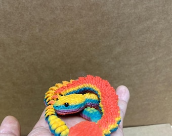 3D Printed Articulated Rattlesnake Fidget Toy - Rainbow Finish