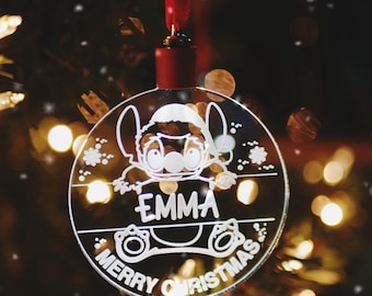 Personalized LED Light-Up Round Ornament - Custom Name Engraving | Unique Sleek Design Holiday Decoration