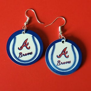 Atlanta Braves  baseball inspired Game Day dangle earrings, Show Team Spirit, Great Gift for Mom or the Gals