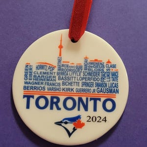 Toronto Blue Jays Skyline 2024 Roster Keepsake Christmas Ornament, PERSONALIZATION, Perfect Blue Jays Fan Gift Must Have
