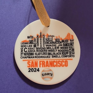 San Francisco Giants 2024  Skyline Roster Baseball Ornament Keepsake Excellent Memory Keeper , Free Personalization, Excellent Fan Gift