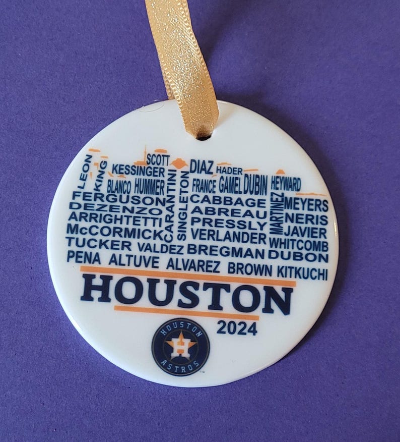 Houston Astros 2024 Skyline Roster Keepsake Christmas Ornament / Free
