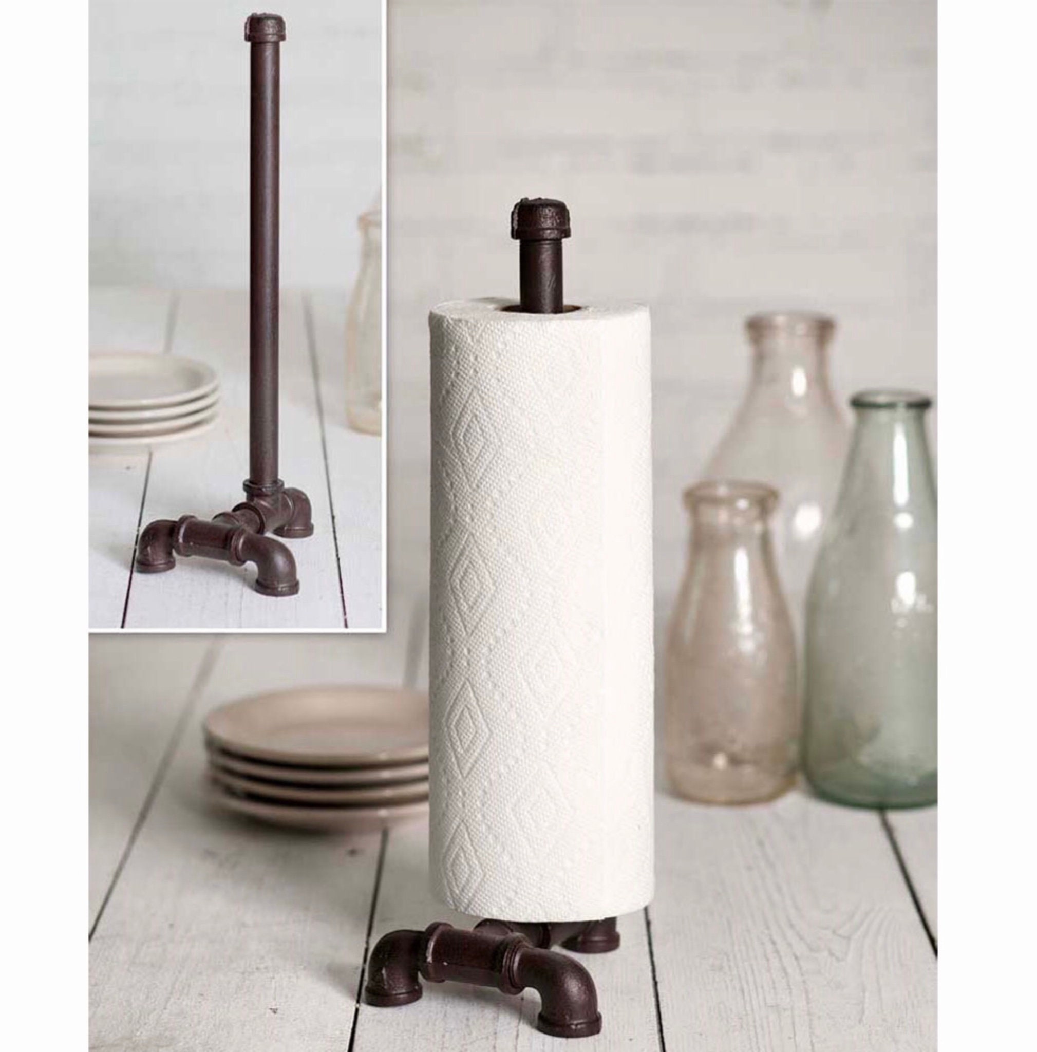 Industrial Rustic Paper Towel Holder Countertop Etsy