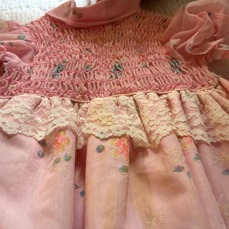 Hand smocked BETTY dress pink stripe
