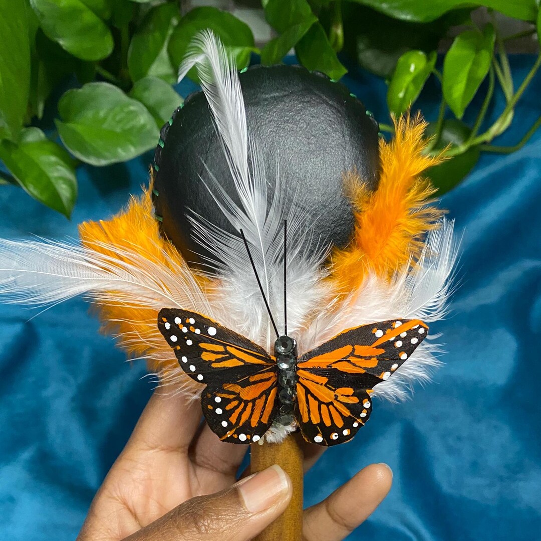 Butterfly Rawhide Shamanic Rattle With Crystals - Etsy