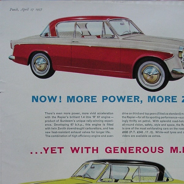 1957 SUNBEAM RAPIER motor car magazine advert