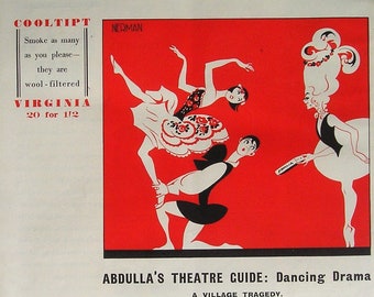 1940 ABDULLA CIGARETTES Zeitschriften-Anzeige. tanzende Dramatik