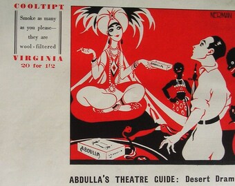 1940 ABDULLA CIGARETTES Zeitschriften-Anzeige. Die Scheichdame