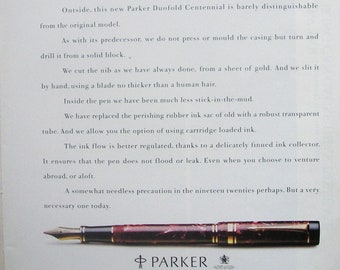 1987 PARKER DUOFOLD PEN magazine advert