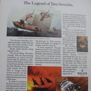 1984  ROLEX WATCHES magazine advert. Tim Severin