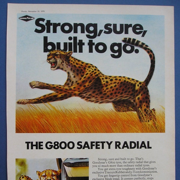 1970 GOODYEAR G800 SAFETY RADIAL tyre magazine advert