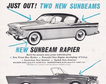 1959 SUNBEAM RAPIER/ALPINE magazine advert