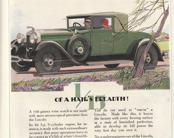 1929 LINCOLN motor car magazine advert