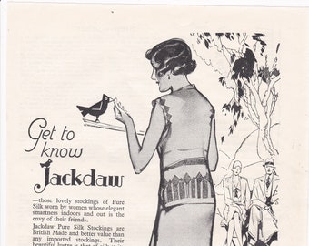 1930 JACKDAW SILK STOCKINGS magazine advert