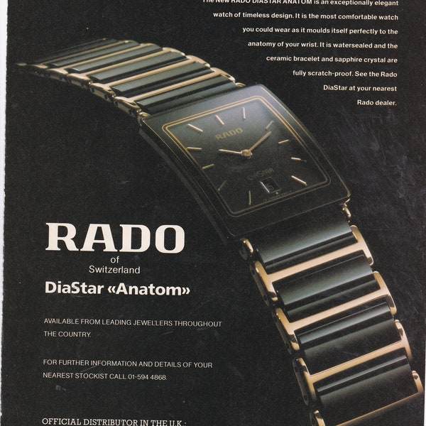 1989 Publicité pour le magazine de montres RADO DIATAR ANATOM