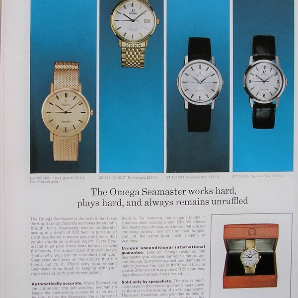 1964 OMEGA 'SEAMASTER' WATCH magazine advert