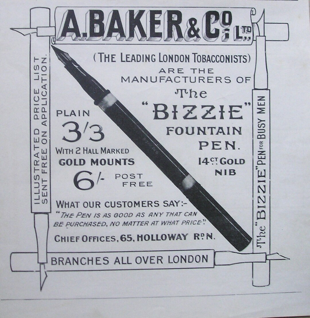 1906 FOUNTAIN PEN Magazine Advert Etsy