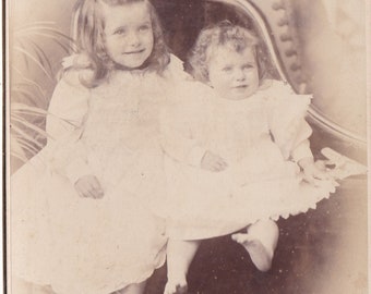 antique cabinet photo-two young children. broadstairs studio