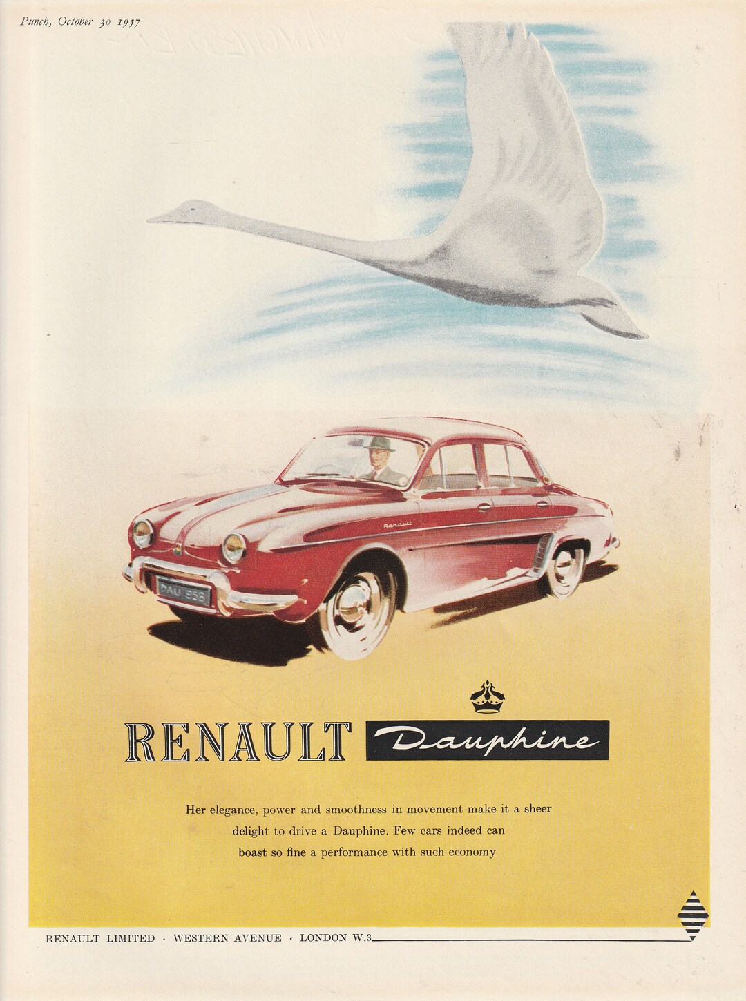 1957 RENAULT DAUPHINE Motor Car Magazine Advert Etsy
