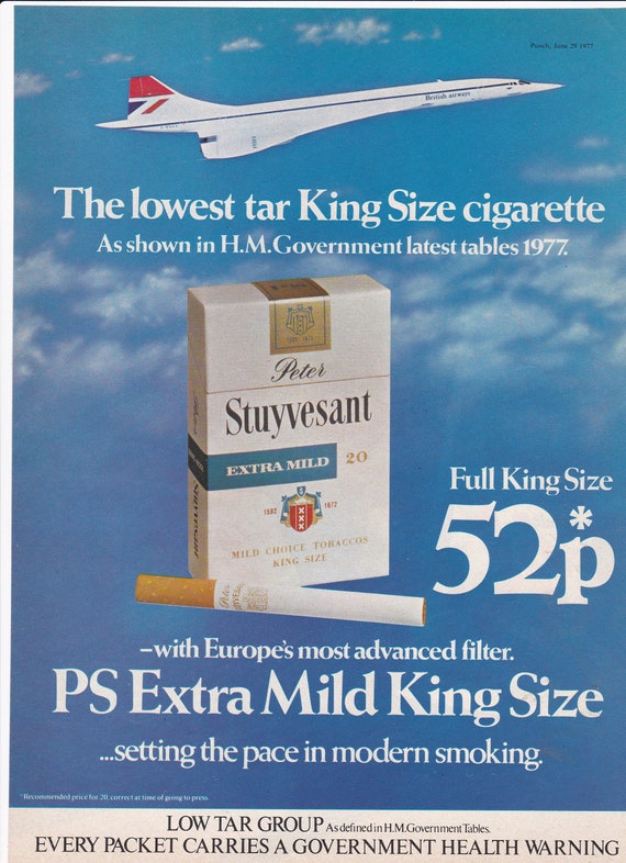 1977 PETER STUYVESANT CIGARETTES 'concord' Magazine Etsy UK
