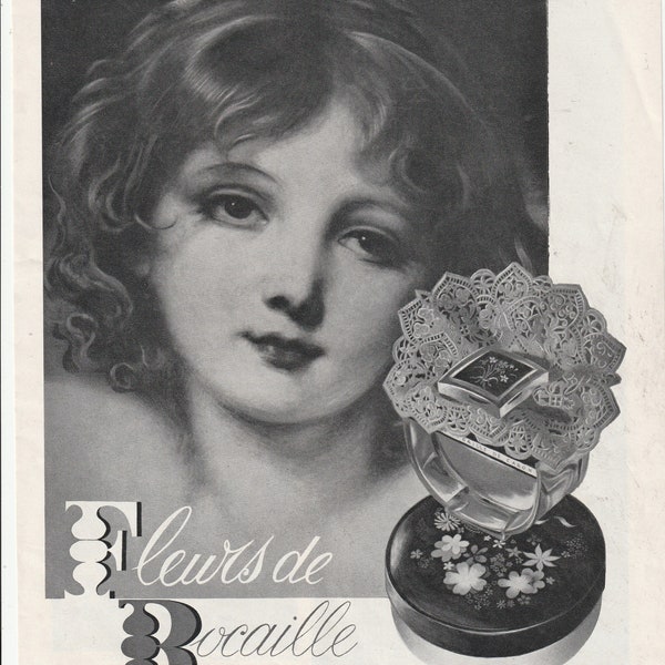 1960 FLEURS DE ROCAILLE perfume @ powder de caron magazine advert