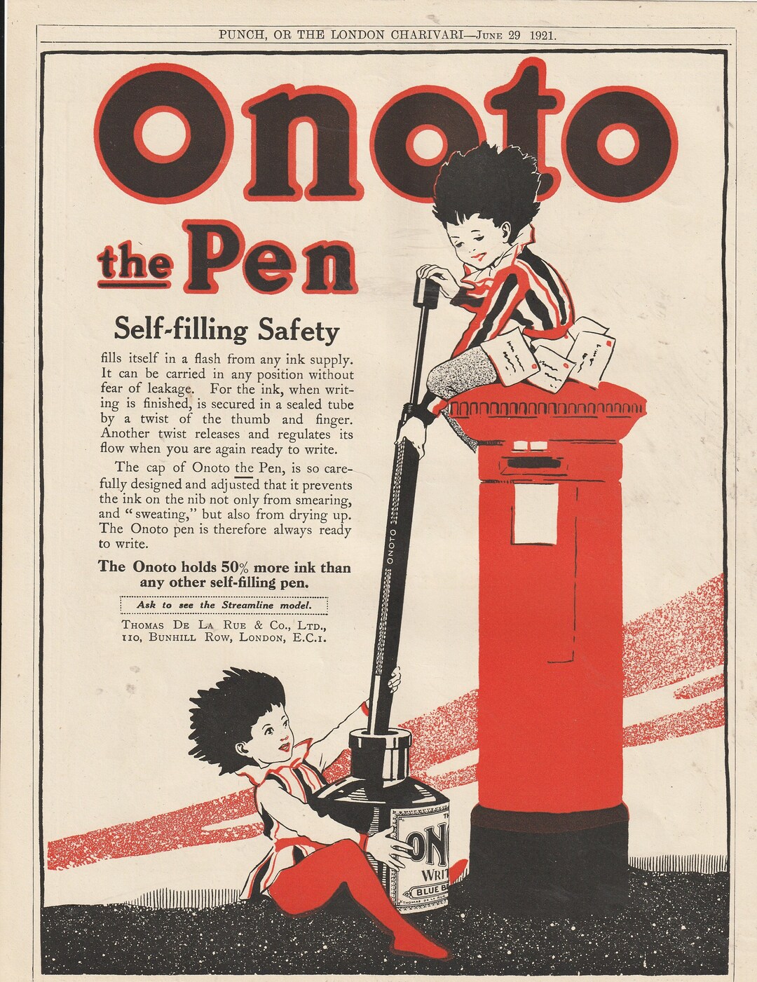 1921 ONOTO FOUNTAIN PEN Magazine Advert Etsy
