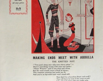 Publicité pour le magazine ABDULLA CIGARETTES de 1940. Le costume en maille