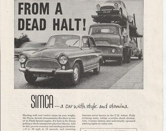 1959 SIMCA ARONDE annonce du magazine automobile