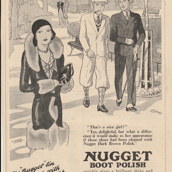 1930 NUGGET BOOT POLISH magazine advert
