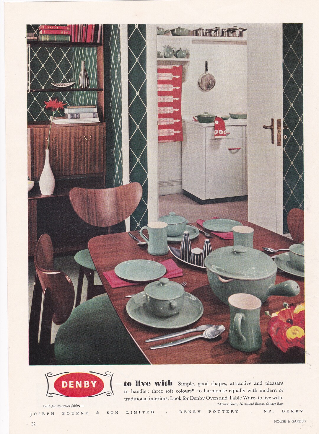 1958 DENBY OVEN/TABLEWARE Magazine Advert Etsy
