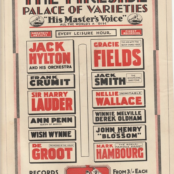 HIS MASTERS VOICE Palace of varieties magazine advert