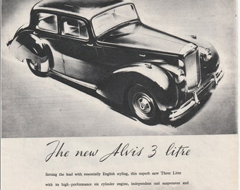 1950 ALVIS 3 LITRE motor car magazine advert