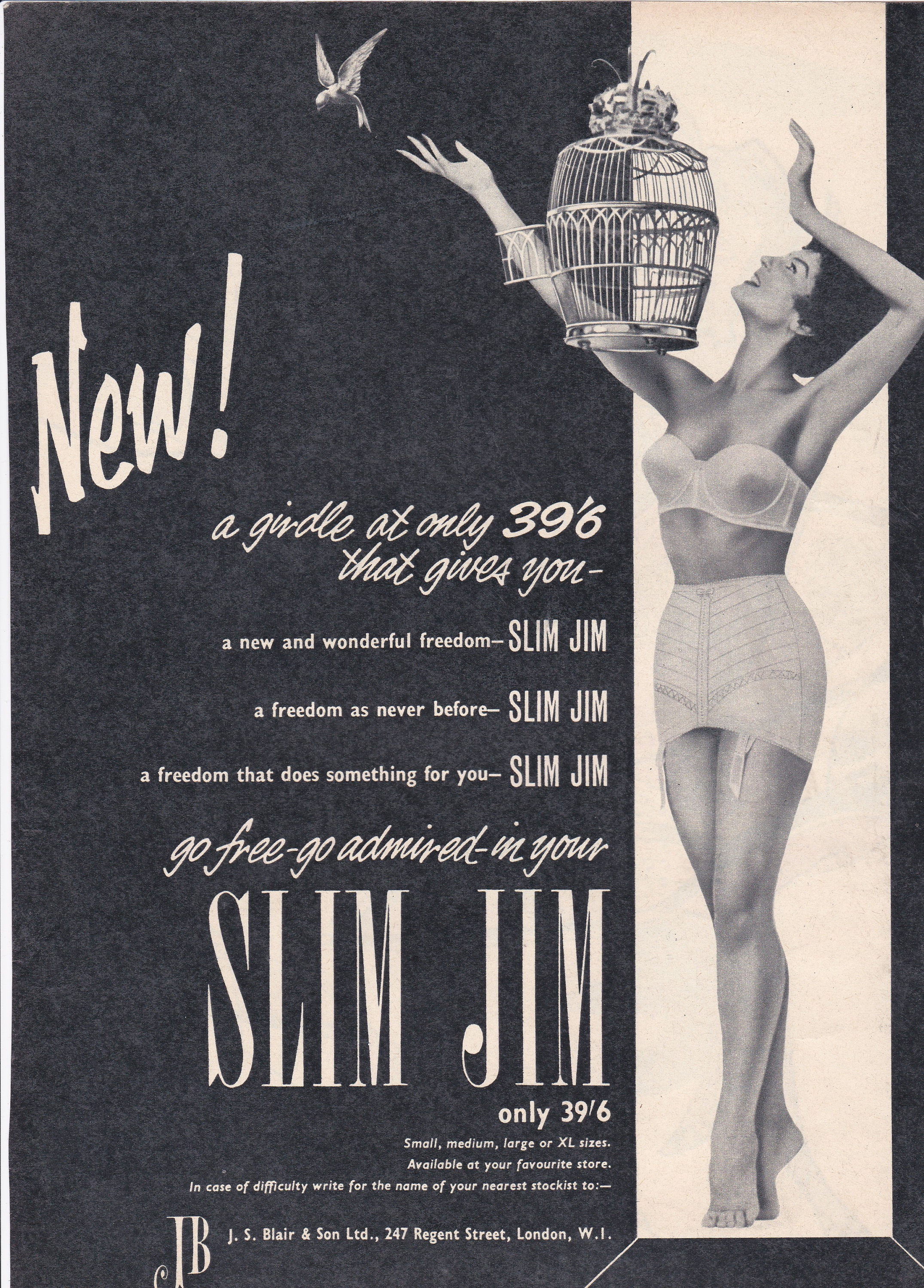 1960 SLIM JIM GIRDLES magazine advert