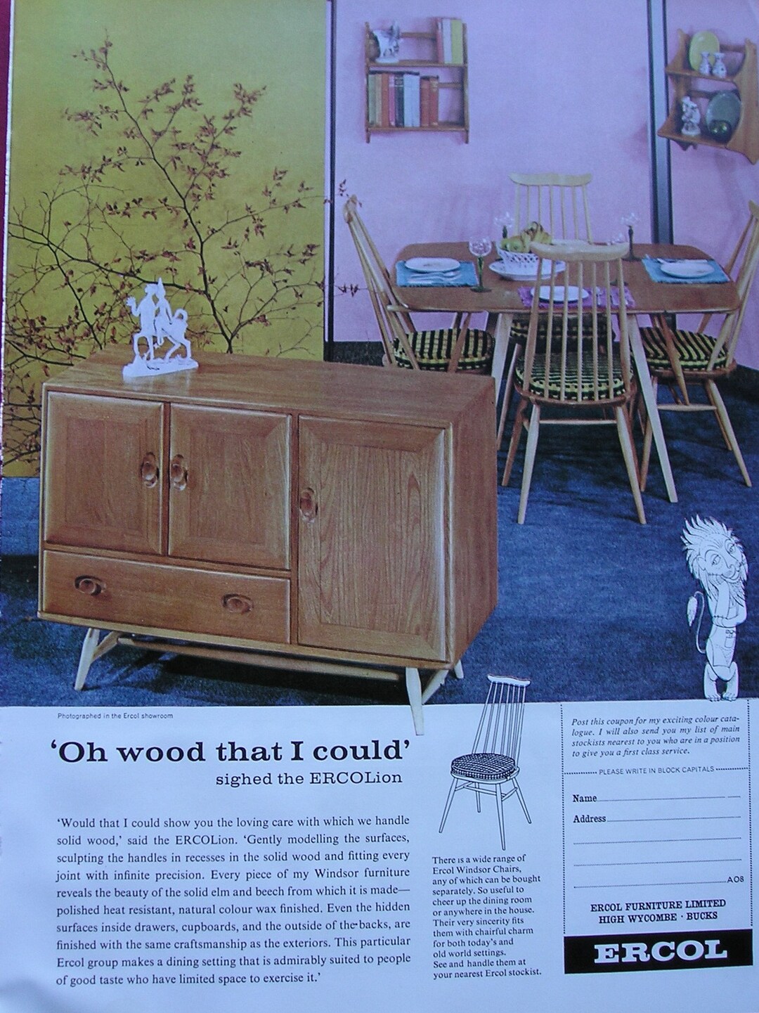 1966 ERCOL FURNITURE Magazine Advert Etsy