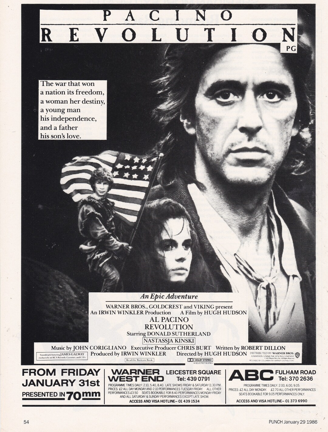 1986 AL PACINO REVOLUTION Film Magazine Advert - Etsy
