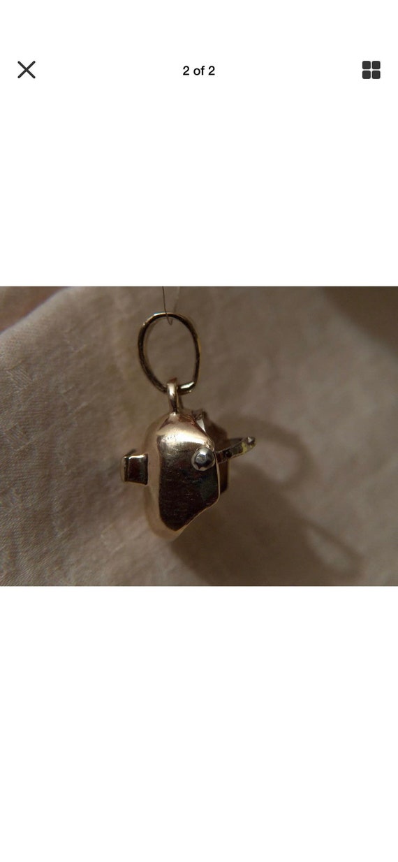 14KT YELLOW /& WHITE GOLD WELDING HELMET HOOD PENDANT
