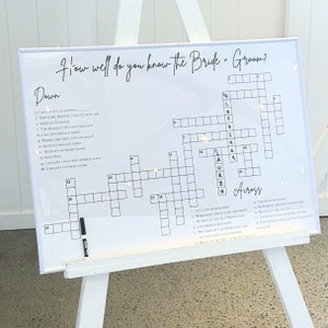 Large Wedding Crossword Template - Sip and Solve! How Well Do You Know The Bride and Groom? DIY. Instant Download With Video Tutorial