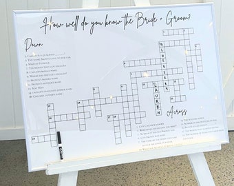 Large Wedding Crossword Template - Sip and Solve! How Well Do You Know The Bride and Groom? DIY. Instant Download With Video Tutorial
