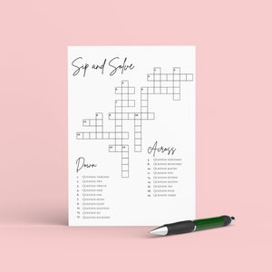 Small Crossword For Wedding, Bridal Shower or Engagement Party Template, Fully Customizable! DIY Paper Game, Hand Held Size + Video Tutorial