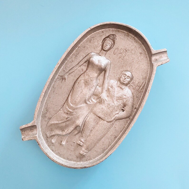 1930s Vintage Novelty Naughty Metal Ashtray Double Sided Etsy