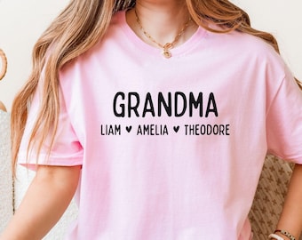 Custom Grandma Tee Shirt, Grandma Gift Shirt, Personalized Grandkids Shirt, Custom Nana Tee, New Grandma Gift, Grandkids Name Shirt