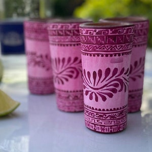 Color Rosa Set of 4 Hand painted Tequila Shot Glasses