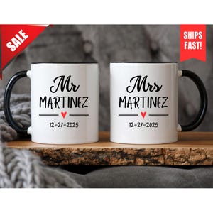 Personalized Mr & Mrs Coffee Mug Set, Bride and Groom Coffee Cup, Mr Mrs Coffee MugHusband And Wife Mug, New Bride and Groom Set