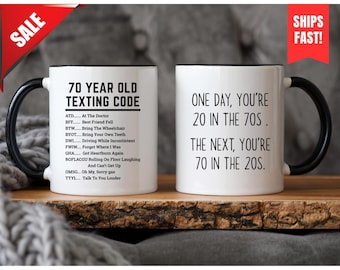 Funny 70th Birthday Mug: Vintage 1955 Style - Ceramic Coffee Cup, Dishwasher Safe, Gift For Senior Man Or Woman