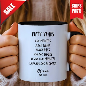 50th Birthday Gift, Personalized Birthday Coffee Mug, Age 50 Gift For Him, 50th Birthday Gift For Men, Funny Gift For 50 Year Old
