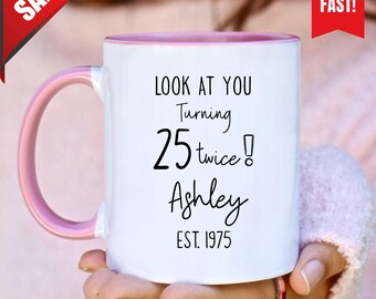 50th Years Personalized Gift, 50 Year Bday Gift, 50th Birthday Gift For Her, Custom Birthday Mug, 50th Bday Gift Sister, 1975 Insulated Cup